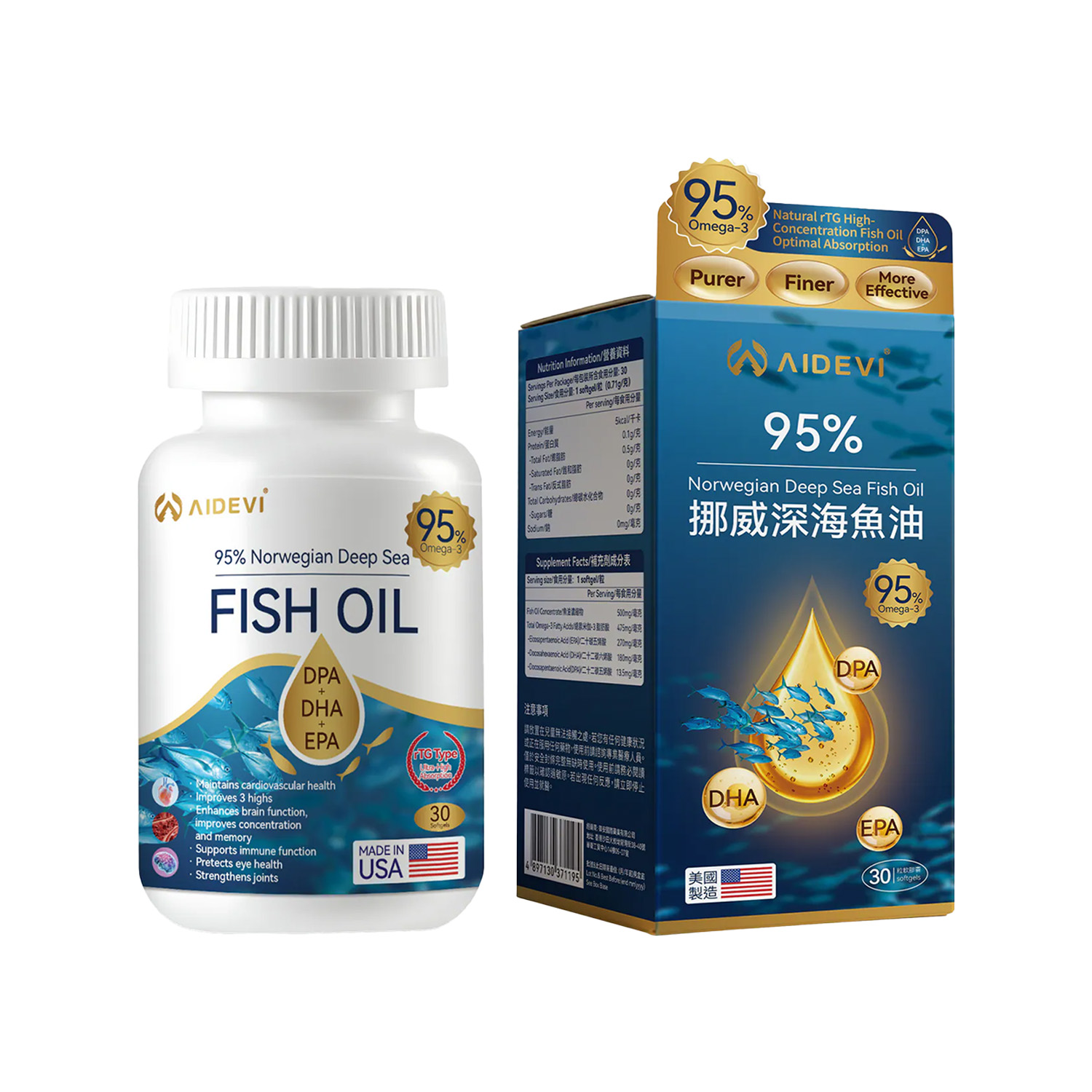 AIDEVI 95% Norwegian Deep Sea Fish Oil